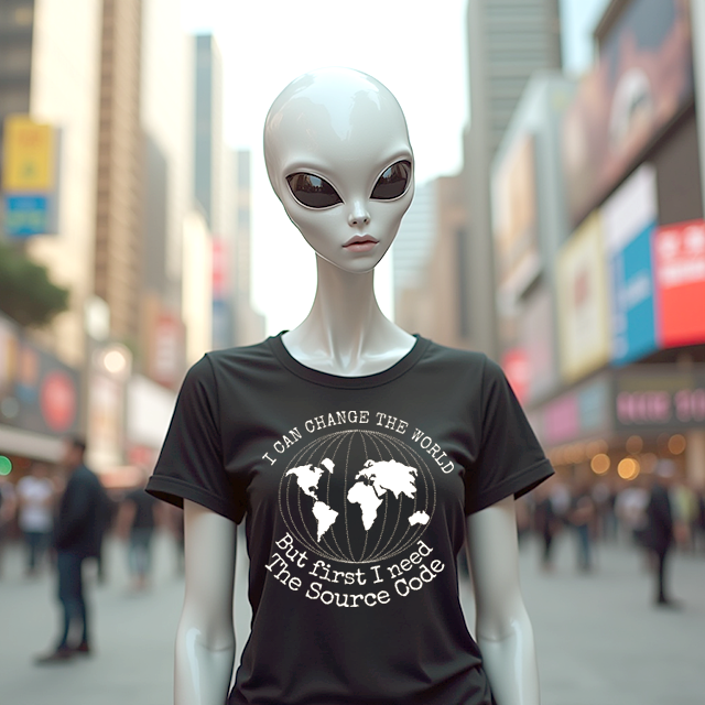 Black T-Shirt for programmers and sysadmins "I Can Change The World"