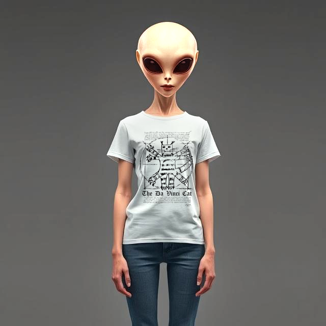 "The Da Vinci Cat" - Funny White T-Shirt