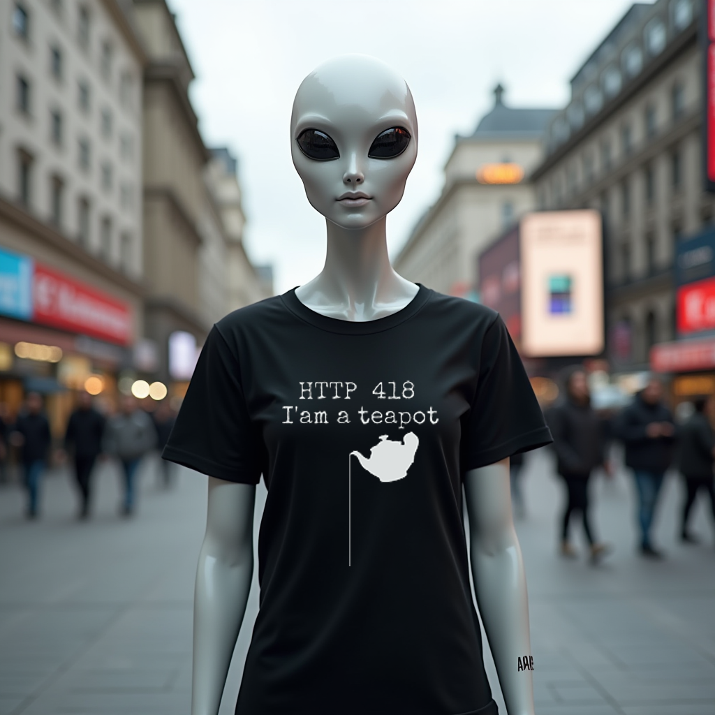 "HTTP 418" Error"— Black T-Shirt For Geeks