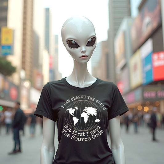 Black T-Shirt for programmers and sysadmins "I Can Change The World" 