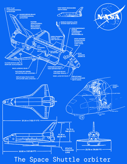 Space Shuttle Orbiter Blueprint Tee  - Orbital Blueprints Collection